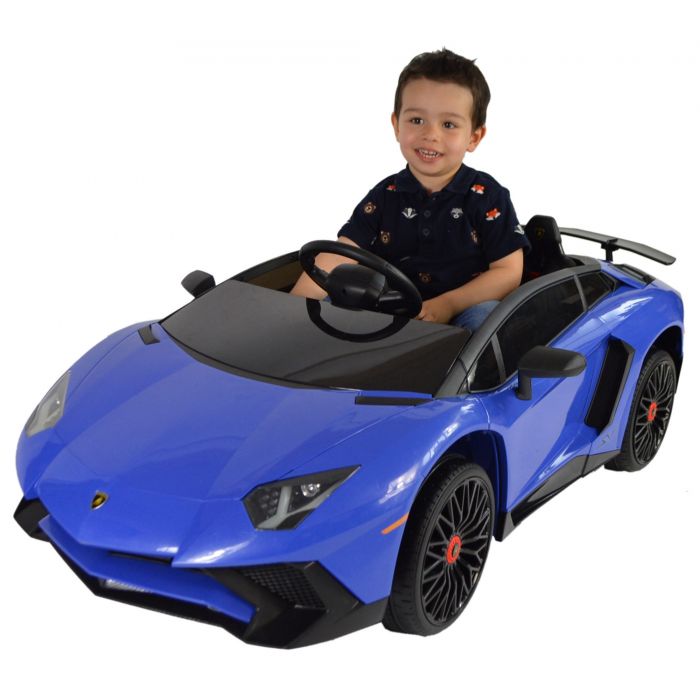 Kids Electric Ride On Cars - Blue Licensed Lamborghini Aventador Roadster